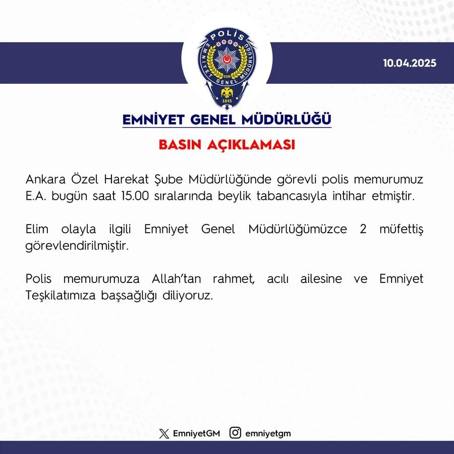 Özel harekat polisi AKP Genel Merkezi önünde intihar etti! Emniyet’ten açıklama geldi